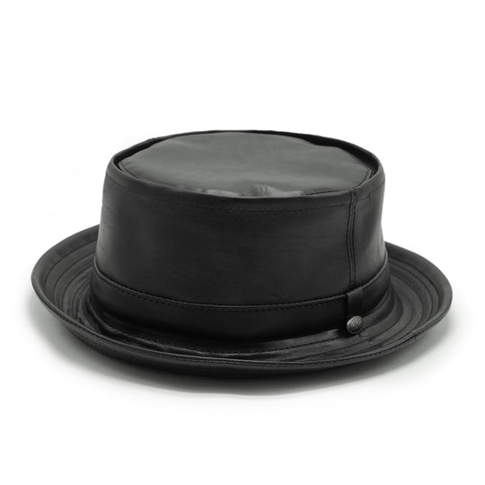 スタンダードレザー 肉厚 ポークパイハット 茶芯　58cm ハーレー バイカー PORKPIE HAT / HORSE(茶芯) – KLOOTCH -dustinburg atelier-