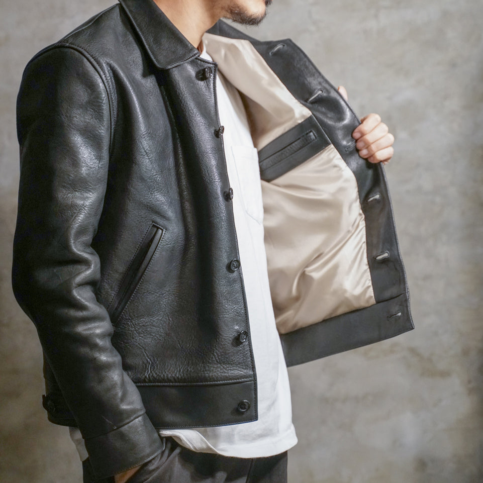 cow leather short length jacket